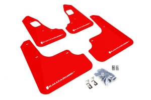 Mitsubishi Evolution Mud Flap - Front + Rear - Rally Armor - UR Red Flap/White Logo - Red - `08-`17